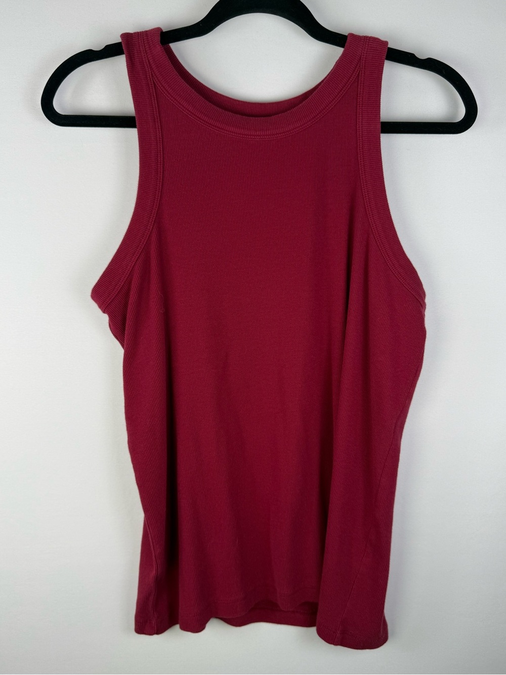 LOFT Women’s Ribbed High-Neck Tank Top, Maroon, Size: XL